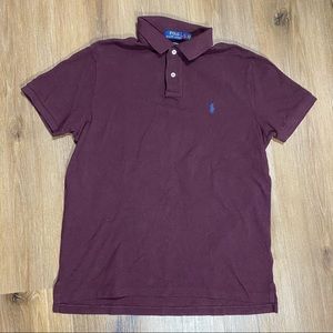 Polo Ralph Lauren Men's Large Maroon Burgundy Wine Casual Short Sleeve Shirt
